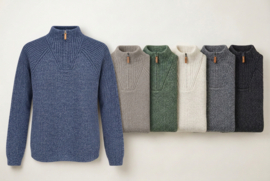 Emerald Turku heavy knit 1/4 zip sweater - Indigo Marl
