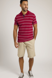 Weird Fish Rothko Vintage Wash Stripe Polo - Garnet