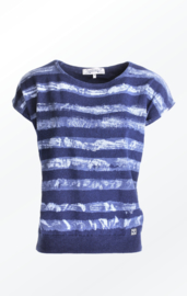 Piece of Blue Striped Cap Sleeve Sweater - Striped Indigo Blue (w)