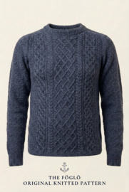 Emerald FÖGLÖ Cable Fisherman Sweater - Mid Indigo