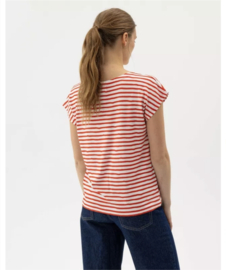 Holebrook Ellen Capsleeves Shirt - Off White/Bright Red