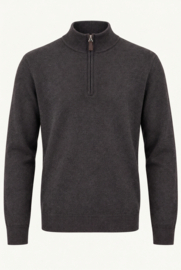 Emerald Style 1/4 rits 100% nieuwe lamswol - Charcoal Marl