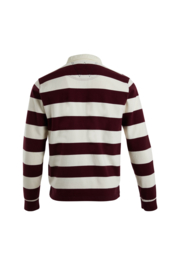 Weird Fish COLEFAX Organic LS Striped Rugby Shirt - Antique Cherry SS22