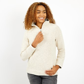 Weird Fish ARIA 1/4 zip Classic Macaroni - Ecru