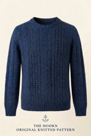 Emerald HOORN  Cable Fisherman 100% wollen Schipperstrui (Visserstrui) - Navy Marine Blauwe Kabeltrui