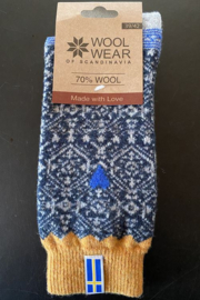 Wool socks with 70% wool with a woven flag of Sweden - blue/grey/yellow