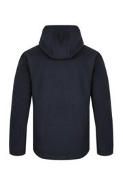 Weird Fish Inglewood Button Neck Grid Fleece Hoodie - Navy