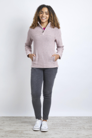 Weird Fish ARIA 1/4 zip Classic Macaroni - Powder Pink