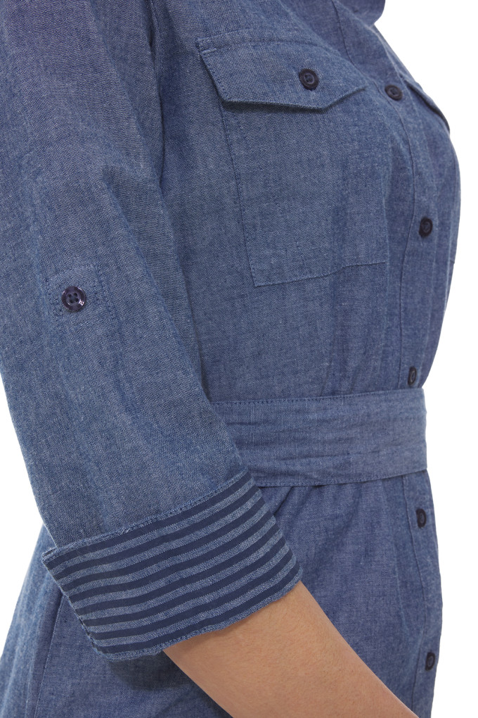 Mousqueton Lannilis Gestreept Chambray Overhemdjurk - Marine