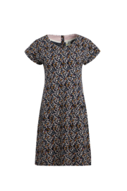 Weird Fish Tallahassee Organic Printed Jersey Dress - Dark Navy