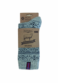 Noorse Wollen Sokken (80% wool) Norwegian flag - Ecru/Black
