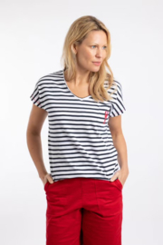 Weird Fish Liora Embroidered Pocket T-Shirt - Navy