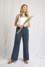 Weird Fish Lorena Organic Cheesecloth Wide Leg Trousers - Navy