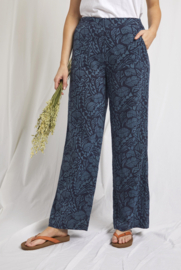 Weird Fish Lorena Organic Cheesecloth Wide Leg Trousers - Navy