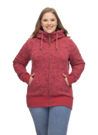 Ragwear Neska Flowery Zip Plus Hooded Sweatvest - Raspberry