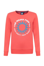 Weird Fish Aurora Graphic Crew Neck Sweatshirt - Dark Coral