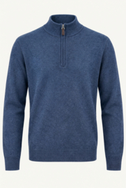 Emerald Style wollen trui met 1/4 rits uit 100% nieuwe lamswol - Indigo Marl