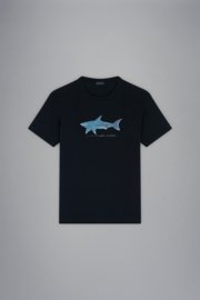 Paul & Shark LIMITED EDITION Cotton Jersey T-Shirt with Shark Prints - Navy