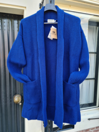 Emerald W. CARDIGAN lang 100% wollen vest - Blue