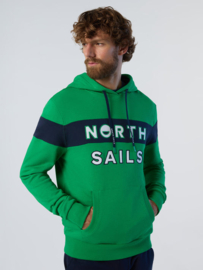 North Sails Hooded Sweatshirt Twill Branding - Green Bee