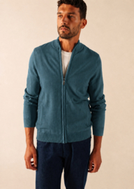 Saint James Colorado Merino Vest met kraag - Celeste/Navy