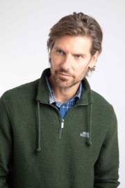Weird Fish Cruiser 1/4 Zip Eco Macaroni Sweatshirt - Duck Green