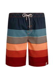 Weird Fish Lucknow Striped Board Shorts - Mango