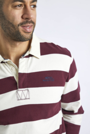 Weird Fish COLEFAX Organic LS Striped Rugby Shirt - Antique Cherry SS22