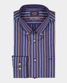 Paul & Shark Silver Cotton Satin Shirt - Stripes