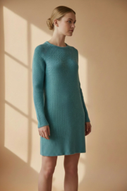 Emerald JURMO wollen jurk met ronde hals - 100% nieuwe wol - water