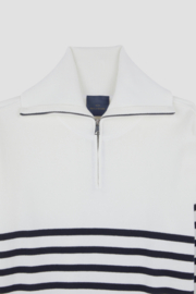 x Paul & Shark Moon badge Cotton half zip Sweater - Bright White/Dress Blues