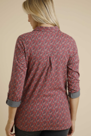 Weird Fish GINNY Organic Printed Jersey Shirt - Rouge Red AW23