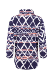 Weird Fish Pikard Printed Plush Qtr Zip Fleece - Navy