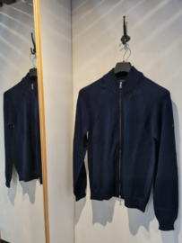 x Paul & Shark Cotton Full Zip Sweater with P&S badge - Navy