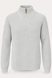 Emerald Turku zwaar gebreide 1/4 rits 100% wollen trui - Winter White