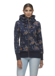 Ragwear Neska Flowers Zip Hooded Sweatvest - Navy