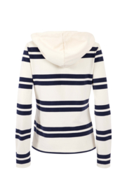 Weird Fish Merida Organic Striped Rugby Hoody - Light Cream SS22