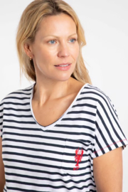 Weird Fish Liora Embroidered Pocket T-Shirt - Navy