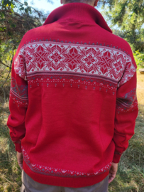 Emerald SUND 1/2-zip Jacquard Wool Sweater - Red