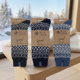 Noorse Wollen Sokken (60% worsted wool) Flag of Iceland - Navy/Ecru