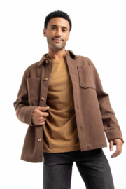 Weird Fish Charles Plain Over Shirt - Mocha