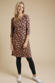 Weird Fish Starshine organic printed jersey dress - Bronze AW22