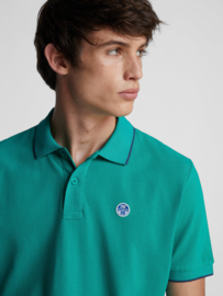 North Sails Poloshirt met print - Emerald