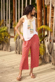 Weird Fish Sarita LivaEco™ Wide Leg Printed Viscose Trousers - Tango Red