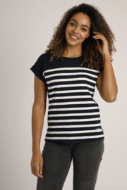 Weird Fish Jolli Organic Stripe Jersey Tee - Navy