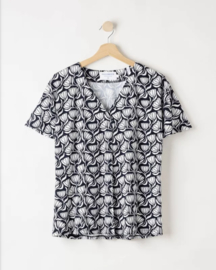 Holebrook Ellen V-neck Top - Navy (pattern)