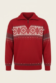 Emerald SUND 1/2-zip Jacquard Wool Sweater - Navy Blue