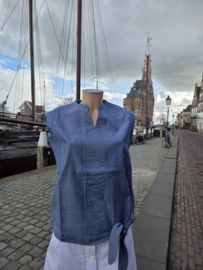 Mousqueton Simona blouse kapmouwtjes - Marine