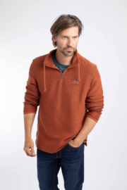 Weird Fish Cruiser 1/4 Zip Eco Macaroni Sweatshirt - Baked Clay