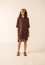 Saint James Leonie Lin linnen jurk - Expresso